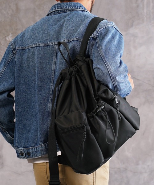 jiggys shop(ジギーズショップ)の「撥水加工 ナップサック バックパック(バックパック/リュック・メンズ・ブラック・FREE)」の11枚目の写真