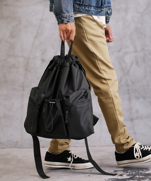 jiggys shop(ジギーズショップ)の「撥水加工 ナップサック バックパック(バックパック/リュック・メンズ・ブラック・FREE)」の12枚目の写真