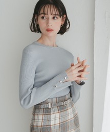 2025秋冬新作 袖スリットボタンリブニット