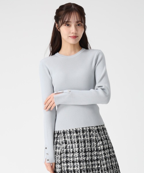 31 Sons de mode（トランテアン　ソン　ドゥ　モード）の「2025秋冬新作 袖スリットボタンリブニット（ニット/セーター・レディース・イエロー/オフホワイト/ライトブルー/チャコールグレー・ﾌﾘ-）」の22枚目の写真