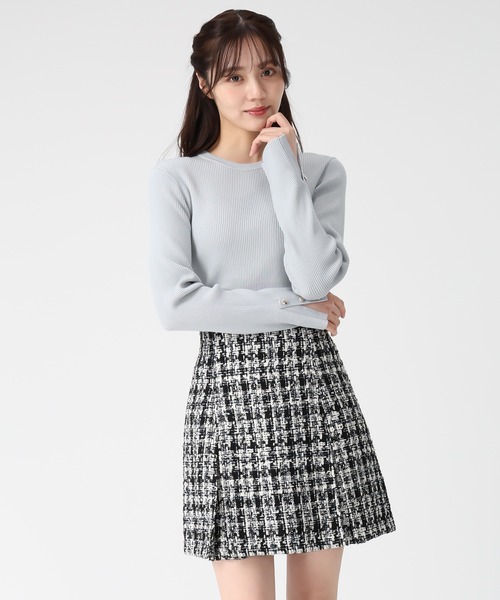 31 Sons de mode（トランテアン　ソン　ドゥ　モード）の「2025秋冬新作 袖スリットボタンリブニット（ニット/セーター・レディース・イエロー/オフホワイト/ライトブルー/チャコールグレー・ﾌﾘ-）」の13枚目の写真