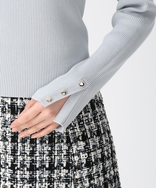 31 Sons de mode（トランテアン　ソン　ドゥ　モード）の「2025秋冬新作 袖スリットボタンリブニット（ニット/セーター・レディース・イエロー/オフホワイト/ライトブルー/チャコールグレー・ﾌﾘ-）」の19枚目の写真