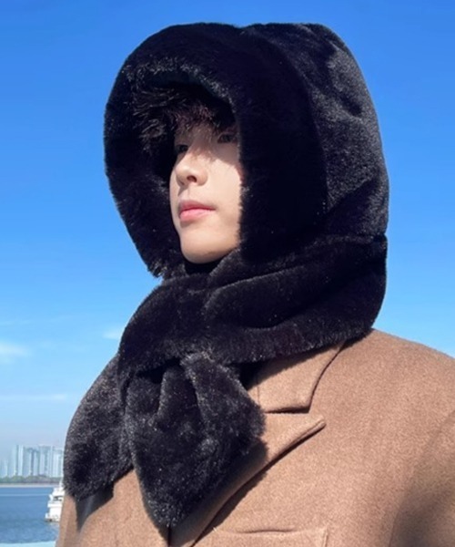 セール】【NOWLE】2WAY もこもこ フェイクファー フード マフラー