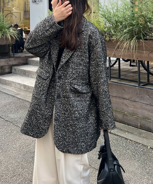CAPRICIEUX LE'MAGE(カプリシューレマージュ)の「ツイードテーラーハーフコート(その他アウター・レディース・ベージュ/ブラック・38/36)」の9枚目の写真