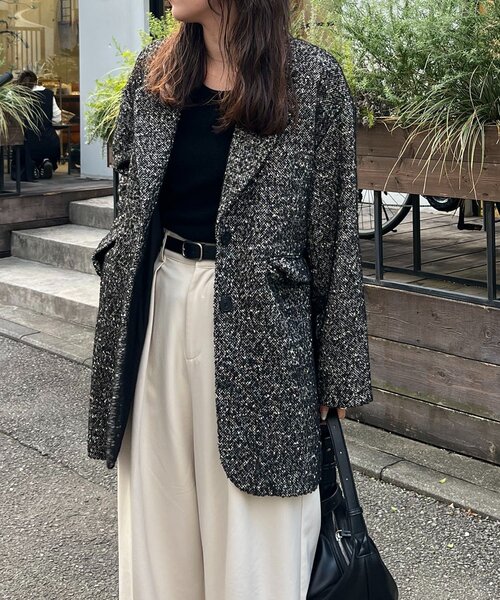 CAPRICIEUX LE'MAGE(カプリシューレマージュ)の「ツイードテーラーハーフコート(その他アウター・レディース・ベージュ/ブラック・38/36)」の11枚目の写真