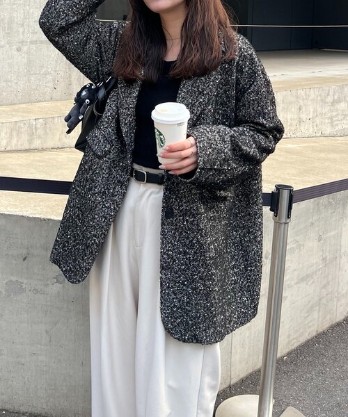 CAPRICIEUX LE'MAGE(カプリシューレマージュ)の「ツイードテーラーハーフコート(その他アウター・レディース・ベージュ/ブラック・38/36)」の12枚目の写真