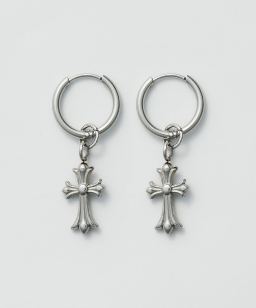 セール】【 金属アレルギー対応 】クロスデザイン フープピアス