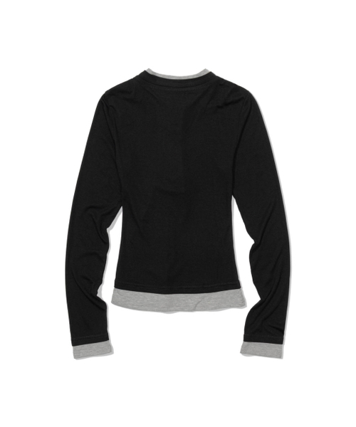 MOAA(モア)の「Layered Trim Henley sleeve (BLACK)(Tシャツ/カットソー・レディース・その他・SMALL/MEDIUM)」の3枚目の写真
