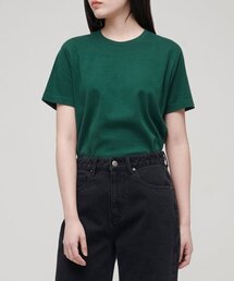 ウィメンズベーシッククルーネックTシャツ[グリーン]