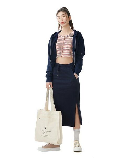 MUSINSA STANDARD WOMAN（ムシンサスタンダードウーマン）の「ウィメンズフラットテリースウェットロングスカート[ネイビー]（スカート・レディース・その他・X-SMALL/SMALL/MEDIUM/LARGE）」の4枚目の写真