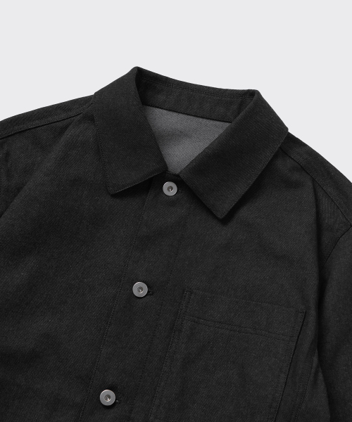 MUSINSA STANDARD（ムシンサスタンダード）の「デニムライクリラックスドミニマルジャケット[ブラック]（デニムジャケット・メンズ・その他・LARGE/X-LARGE/XX-LARGE/MEDIUM）」の5枚目の写真