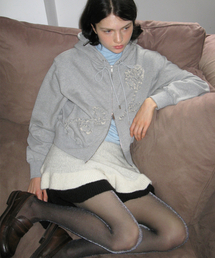 SINOON（シヌーン）の「Rose Frill Hoodie Zipup (Melange Grey)（パーカー）」