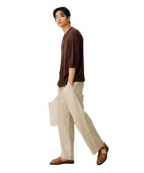 MUSINSA STANDARD(ムシンサスタンダード)の「コットンリネンワンタックワイドパンツ【ライトベージュ】(その他パンツ・メンズ・その他・38/36/34/32/30/26/28)」の10枚目の写真