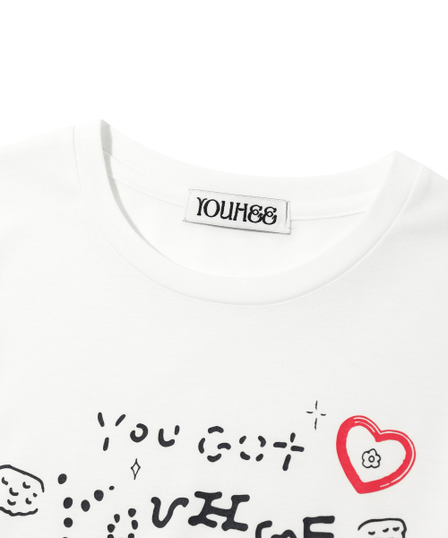 YOUHEE(ユヒ)の「YOUHEE GRAPHIC LONG SLEEVE WHITE(Tシャツ/カットソー・レディース・その他・FREE)」の4枚目の写真