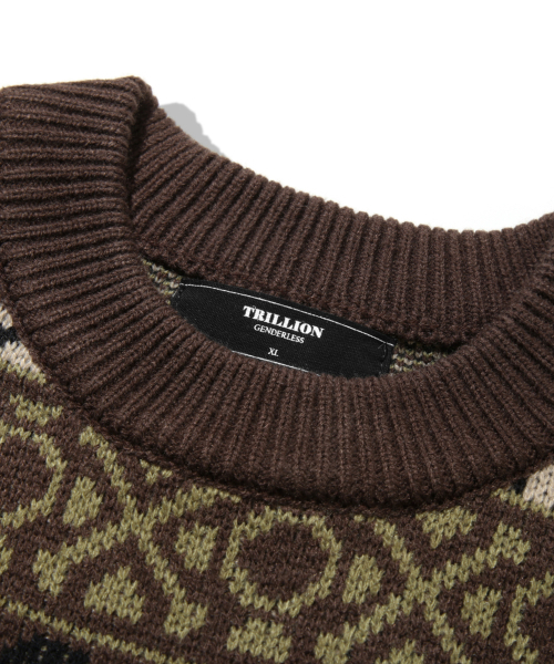 TRILLION(トリリオン)の「ヴィンテージフェアアイランドジャカードクルーネックニット_ブラウン(ニット/セーター・メンズ・その他・MEDIUM/LARGE/X-LARGE)」の6枚目の写真