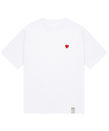 [UNISEX-24]ドローイングハート半袖Tシャツ_ホワイト