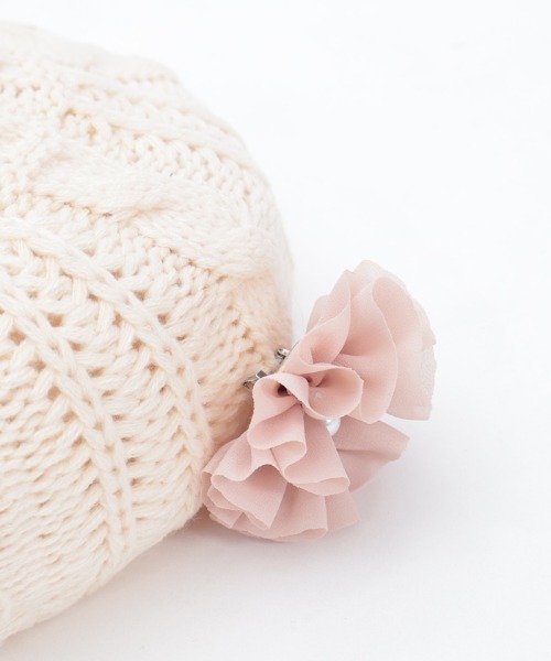 axes femme（アクシーズファム）の「コサージュ付きニットベレー（ハンチング/ベレー帽・レディース・ブラック/キナリ・FREE）」の7枚目の写真