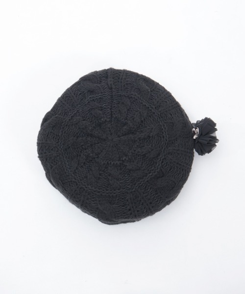 axes femme（アクシーズファム）の「コサージュ付きニットベレー（ハンチング/ベレー帽・レディース・ブラック/キナリ・FREE）」の14枚目の写真
