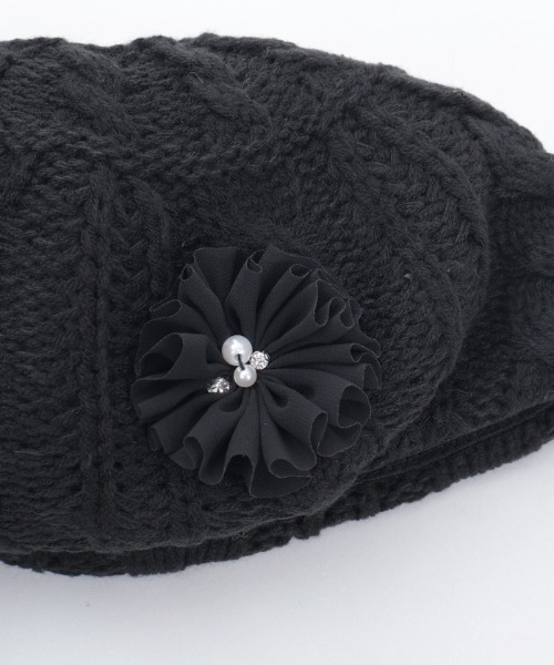 axes femme（アクシーズファム）の「コサージュ付きニットベレー（ハンチング/ベレー帽・レディース・ブラック/キナリ・FREE）」の17枚目の写真