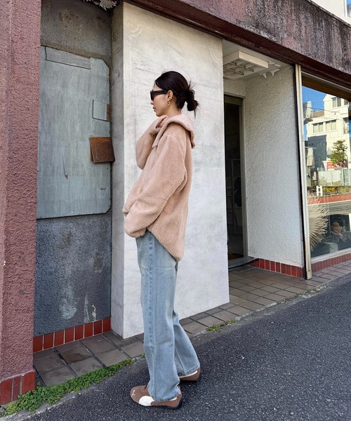 Mela(メラ)の「ビッグカラーハーフジップボアトップス(その他トップス・レディース・ベージュ/オフホワイト/ブラック・FREE)」の19枚目の写真