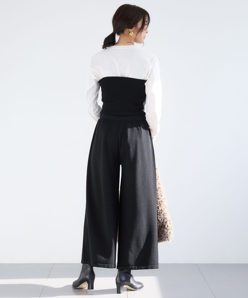 BARNYARDSTORM(バンヤードストーム)の「BARNYARDSTORM / サロペライクニットパンツ / ハンドウォッシャブル(その他パンツ・レディース・グレー/ブラック・FREE)」の4枚目の写真