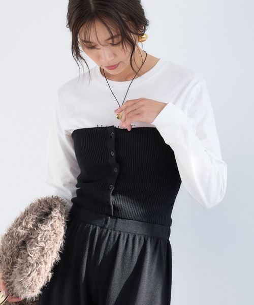 BARNYARDSTORM(バンヤードストーム)の「BARNYARDSTORM / サロペライクニットパンツ / ハンドウォッシャブル(その他パンツ・レディース・グレー/ブラック・FREE)」の5枚目の写真