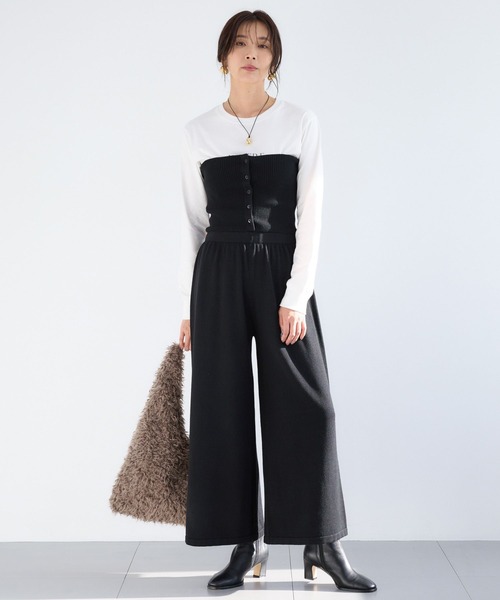 BARNYARDSTORM(バンヤードストーム)の「BARNYARDSTORM / サロペライクニットパンツ / ハンドウォッシャブル(その他パンツ・レディース・グレー/ブラック・FREE)」の15枚目の写真