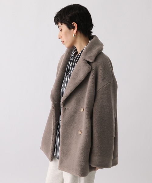 studio CLIP（スタディオクリップ）の「《ウタオ》ボアショートコート（ステンカラーコート・レディース・モカ/ベージュ・FREE）」の7枚目の写真