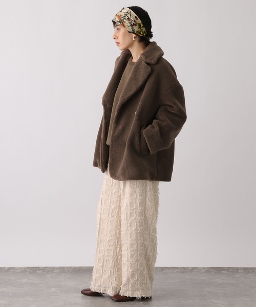 studio CLIP（スタディオクリップ）の「《ウタオ》ボアショートコート（ステンカラーコート・レディース・モカ/ベージュ・FREE）」の11枚目の写真