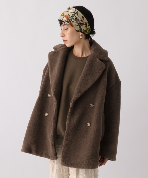 studio CLIP（スタディオクリップ）の「《ウタオ》ボアショートコート（ステンカラーコート・レディース・モカ/ベージュ・FREE）」の12枚目の写真