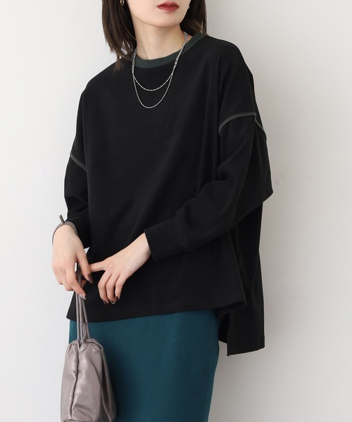 A.N.L(エーエヌエル レーベル)の「A.N.L 微起毛配色パイピングプルオーバー 長袖(Tシャツ/カットソー・レディース・ブラック/ベージュ・38)」の22枚目の写真