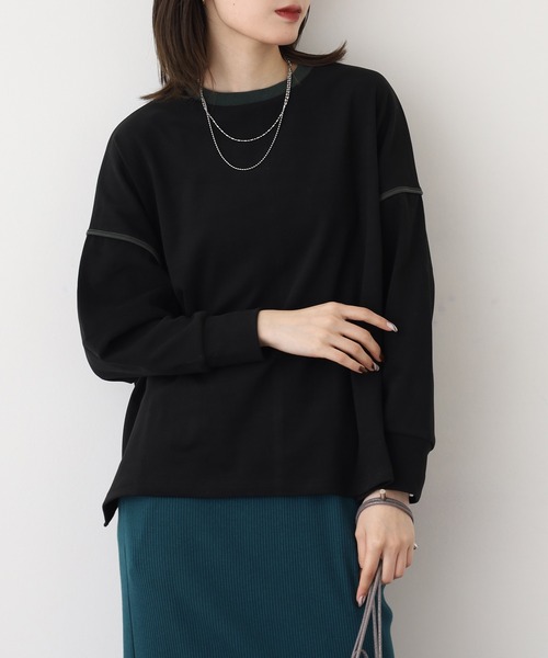 A.N.L(エーエヌエル レーベル)の「A.N.L 微起毛配色パイピングプルオーバー 長袖(Tシャツ/カットソー・レディース・ブラック/ベージュ・38)」の16枚目の写真