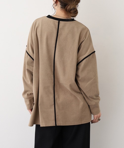 A.N.L(エーエヌエル レーベル)の「A.N.L 微起毛配色パイピングプルオーバー 長袖(Tシャツ/カットソー・レディース・ブラック/ベージュ・38)」の21枚目の写真