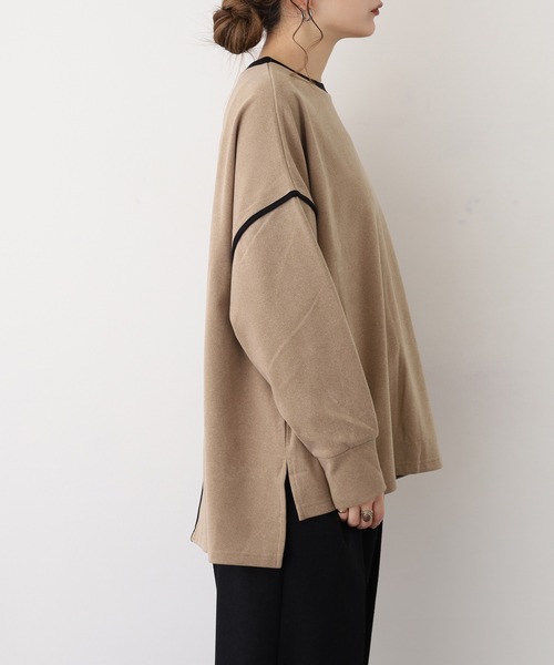 A.N.L(エーエヌエル レーベル)の「A.N.L 微起毛配色パイピングプルオーバー 長袖(Tシャツ/カットソー・レディース・ブラック/ベージュ・38)」の13枚目の写真
