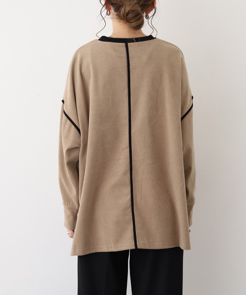 A.N.L(エーエヌエル レーベル)の「A.N.L 微起毛配色パイピングプルオーバー 長袖(Tシャツ/カットソー・レディース・ブラック/ベージュ・38)」の14枚目の写真
