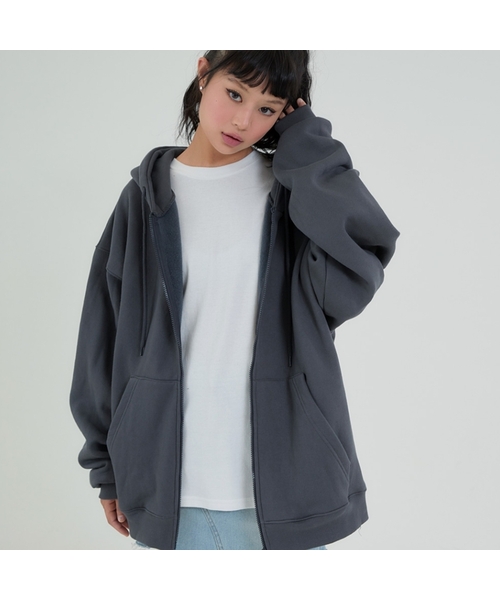 ACOVER(オコボ)の「オーバーサイズフードジップアップ 4カラー(パーカー・レディース・チャコールグレー/ブラック/グレー/クリーム/チャコール/ブラック系その他2/グレー系その他2/アイボリー系・FREE)」の6枚目の写真
