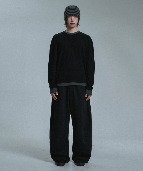 MOO（エムオーオー）の「ソフトレイヤードロングスリーブ - ブラック（Tシャツ/カットソー・メンズ・ブラック・LARGE/MEDIUM）」の2枚目の写真