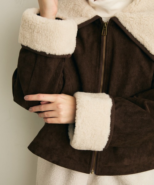 Lunea（ルネア）の「ボアカラーショートブルゾン（ブルゾン・レディース・ブラウン/キャメル・FREE）」の14枚目の写真