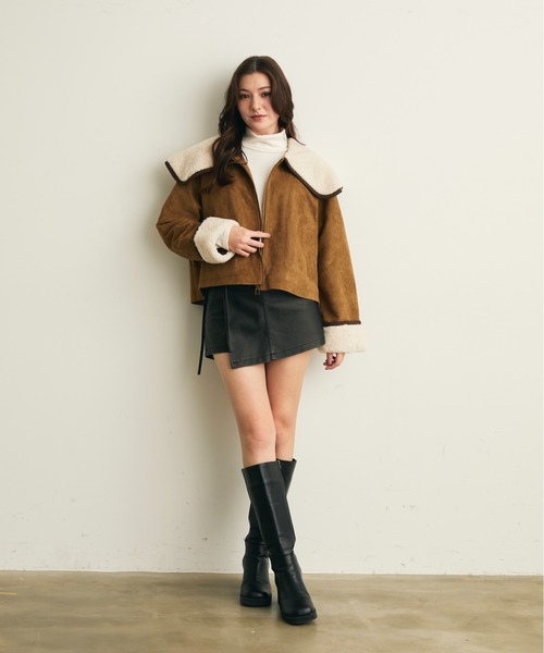 Lunea（ルネア）の「ボアカラーショートブルゾン（ブルゾン・レディース・ブラウン/キャメル・FREE）」の18枚目の写真