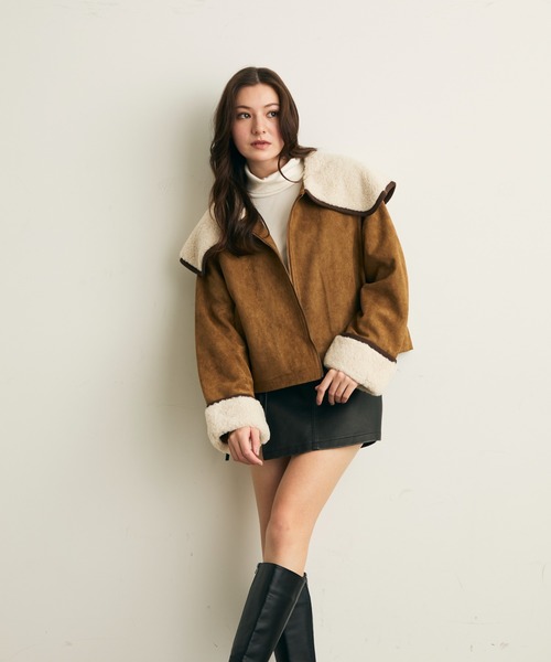 Lunea（ルネア）の「ボアカラーショートブルゾン（ブルゾン・レディース・ブラウン/キャメル・FREE）」の19枚目の写真