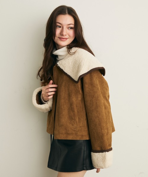 Lunea（ルネア）の「ボアカラーショートブルゾン（ブルゾン・レディース・ブラウン/キャメル・FREE）」の11枚目の写真