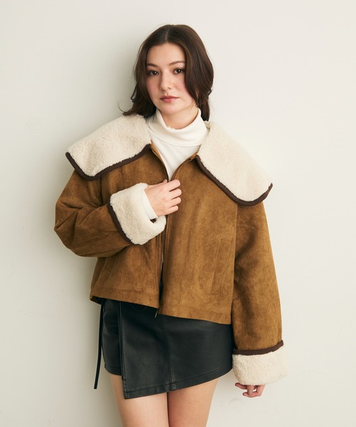 Lunea（ルネア）の「ボアカラーショートブルゾン（ブルゾン・レディース・ブラウン/キャメル・FREE）」の12枚目の写真