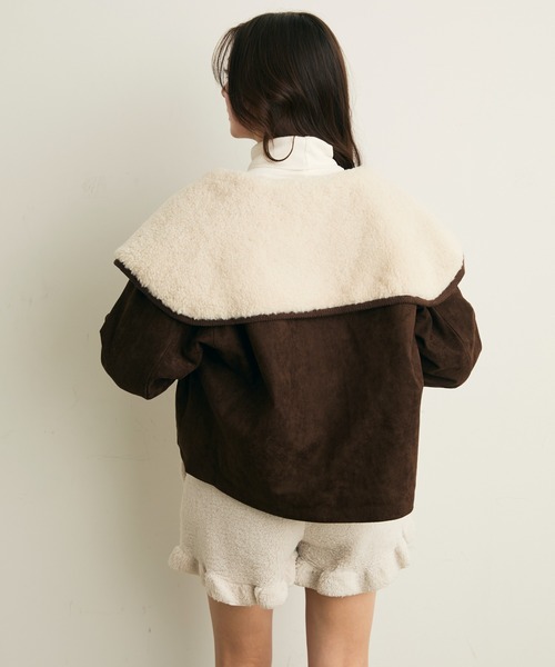 Lunea（ルネア）の「ボアカラーショートブルゾン（ブルゾン・レディース・ブラウン/キャメル・FREE）」の21枚目の写真