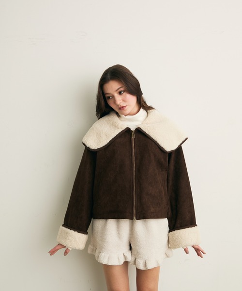 Lunea（ルネア）の「ボアカラーショートブルゾン（ブルゾン・レディース・ブラウン/キャメル・FREE）」の15枚目の写真