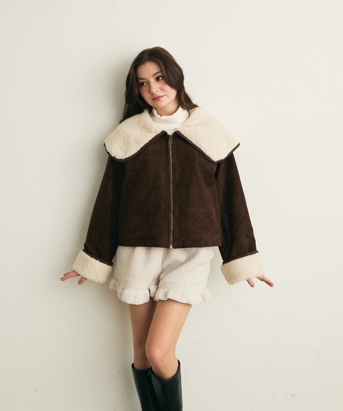 Lunea（ルネア）の「ボアカラーショートブルゾン（ブルゾン・レディース・ブラウン/キャメル・FREE）」の17枚目の写真