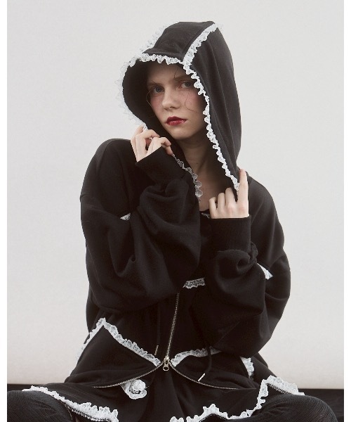 lilLilly（リルリリー）の「レースビッグフーディー（パーカー・レディース・ブラック/グレー・FREE）」の17枚目の写真