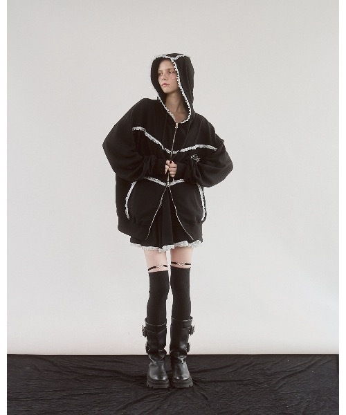 lilLilly（リルリリー）の「レースビッグフーディー（パーカー・レディース・ブラック/グレー・FREE）」の20枚目の写真