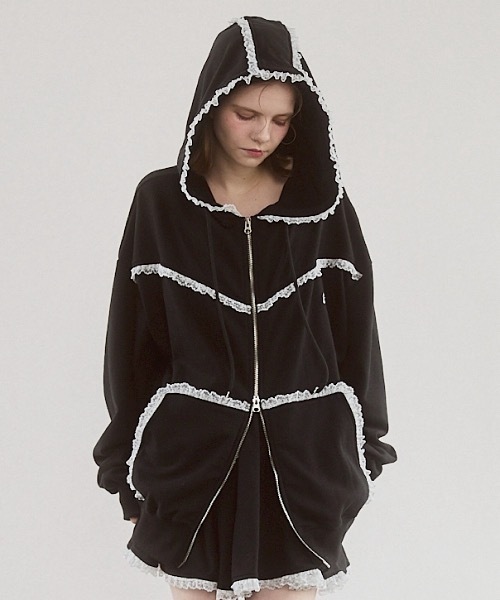 lilLilly（リルリリー）の「レースビッグフーディー（パーカー・レディース・ブラック/グレー・FREE）」の14枚目の写真