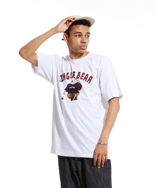 CREAM SODA LAB(クリームソーダラボ)の「LAB ポラシングルベア半袖Tシャツライトグレー バーガンディ(Tシャツ/カットソー・メンズ・その他・LARGE/MEDIUM/X-LARGE/XX-LARGE)」の3枚目の写真