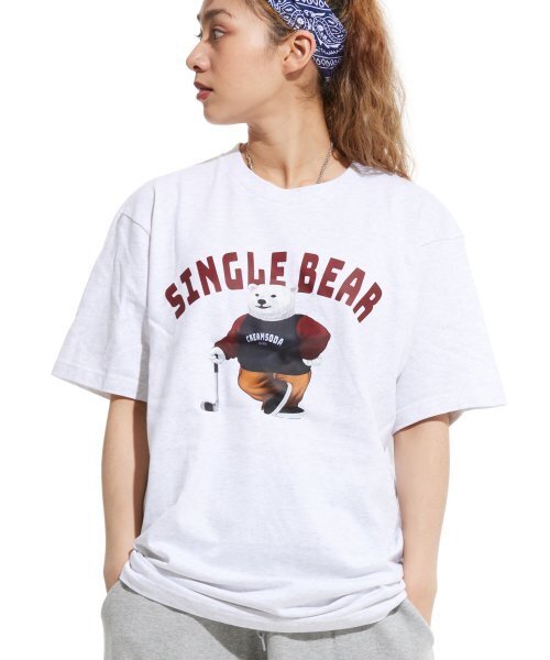 CREAM SODA LAB(クリームソーダラボ)の「LAB ポラシングルベア半袖Tシャツライトグレー バーガンディ(Tシャツ/カットソー・メンズ・その他・LARGE/MEDIUM/X-LARGE/XX-LARGE)」の5枚目の写真